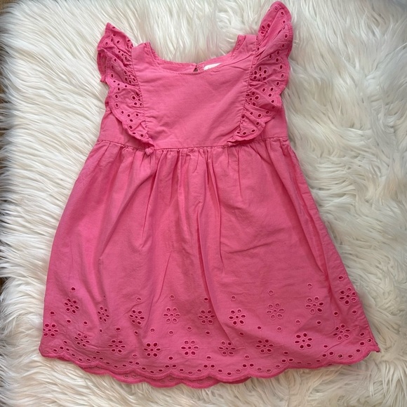 Jumping Beans Baby Pink Eyelet Ruffle Dress Size 18 Months - Picture 1 of 9